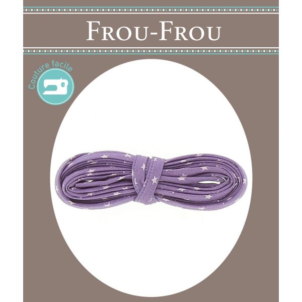 Frou-Frou Cordon Spaghetti 7mmx2m Tissu Etoiles Violet clair 4809-0-105 image