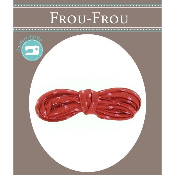 Frou-Frou Cordon Spaghetti 7mmx2m Tissu Etoiles Rouge 4809-0-108 image