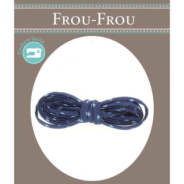 Frou-Frou Cordon Spaghetti 7mmx2m Tissu Etoiles Bleu foncé 4809-0-110 image