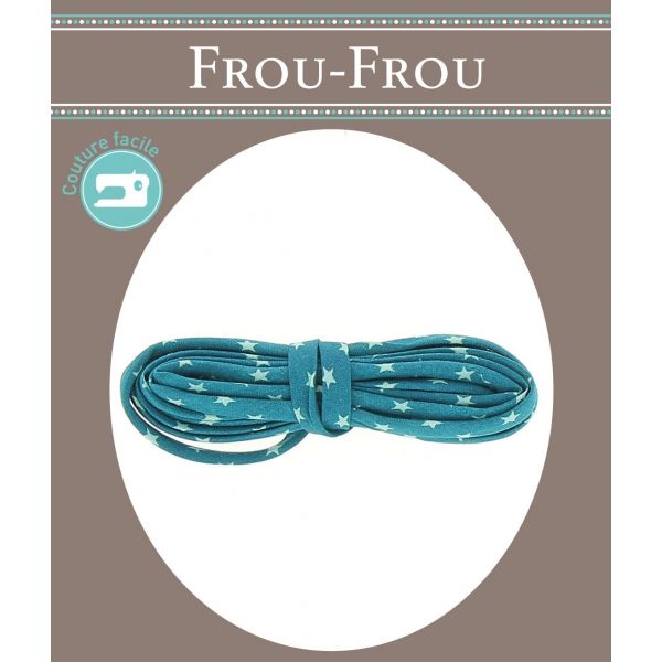 Frou-Frou Cordon Spaghetti 7mmx2m Tissu Etoiles Turquoise foncé 4809-0-111 image