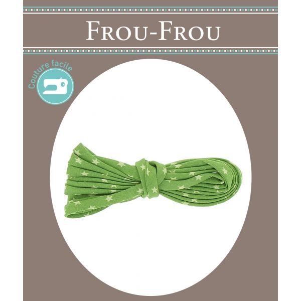 Frou-Frou Cordon Spaghetti 7mmx2m Tissu EtoilesVert pomme 4809-0-112 image