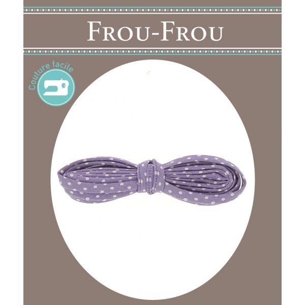 Frou-Frou Cordon Spaghetti 7mmx2m Tissu Pois Violet clair 4809-0-205 image