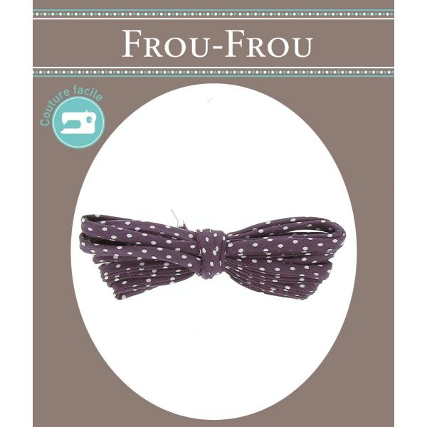 Frou-Frou Cordon Spaghetti 7mmx2m Tissu Pois Violet foncé 4809-0-206 image