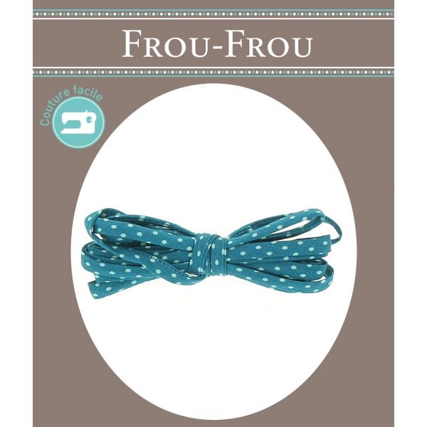Frou-Frou Cordon Spaghetti 7mmx2m Tissu Pois Turquoise foncé 4809-0-211 image
