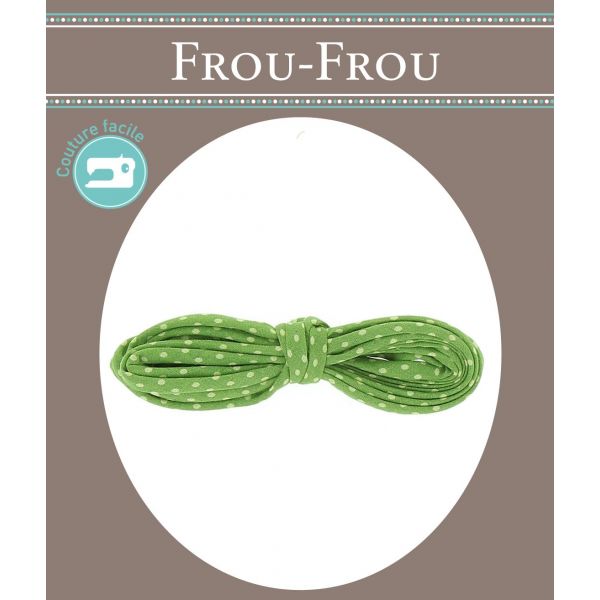 Frou-Frou Cordon Spaghetti 7mmx2m Tissu Pois Vert pomme 4809-0-212 image