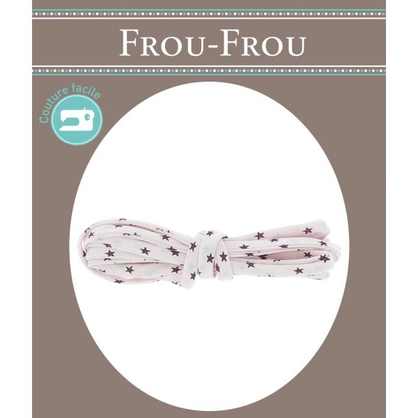 Frou-Frou Cordon Spaghetti 7mmx2m Tissu Etoiles Rose clair 4809-0-306 image