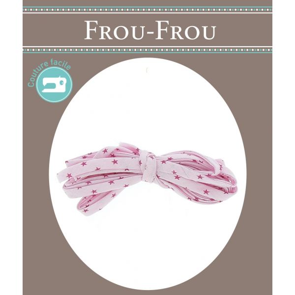 Frou-Frou Cordon Spaghetti 7mmx2m Tissu Etoiles Rose 4809-0-307 image