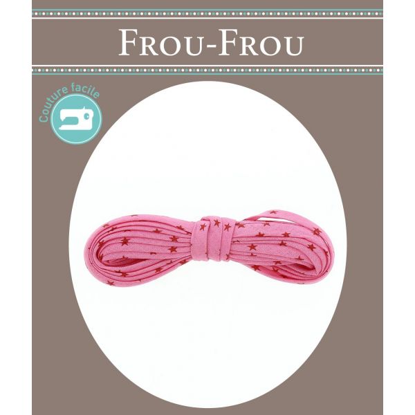 Frou-Frou Cordon Spaghetti 7mmx2m Tissu Etoiles Framboise 4809-0-308 image