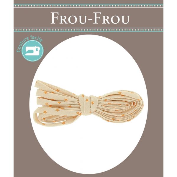 Frou-Frou Cordon Spaghetti 7mmx2m Tissu Etoiles Saumon 4809-0-309 image
