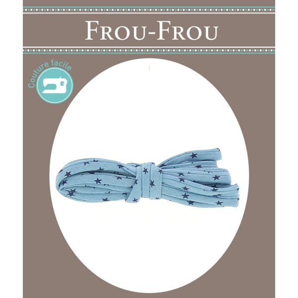 Frou-Frou Cordon Spaghetti 7mmx2m Tissu Etoiles Bleu 4809-0-310 image