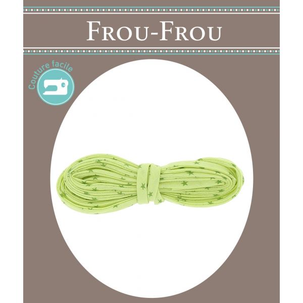 Frou-Frou Cordon Spaghetti 7mmx2m Tissu EtoilesVert Aniss 4809-0-312 image