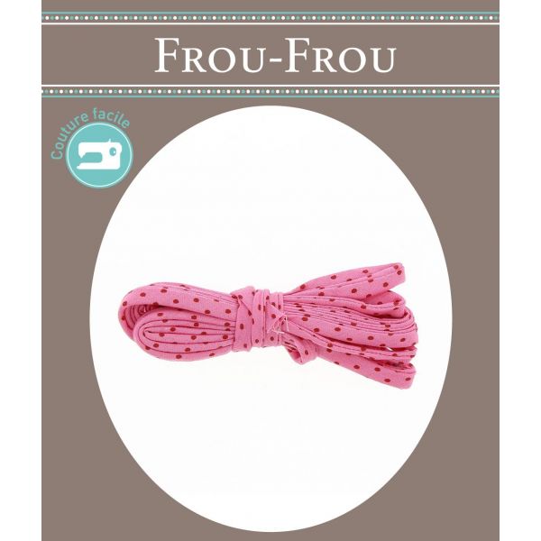Frou-Frou Cordon Spaghetti 7mmx2m Tissu Pois Framboise 4809-0-408 image