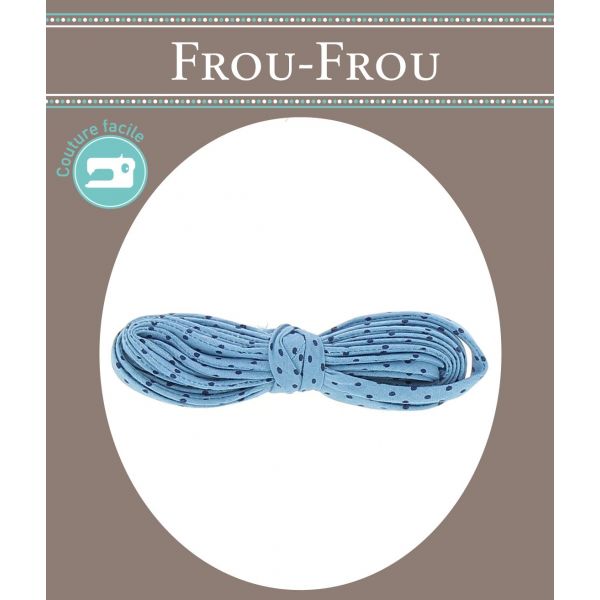 Frou-Frou Cordon Spaghetti 7mmx2m Tissu Pois Bleu 4809-0-410 image
