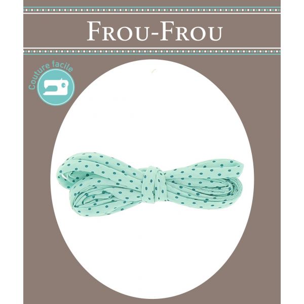Frou-Frou Cordon Spaghetti 7mmx2m Tissu Pois Bleu lagon 4809-0-411 image