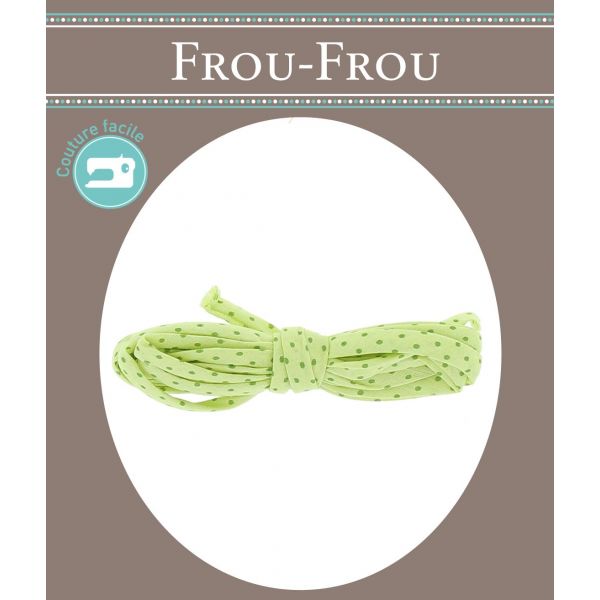 Frou-Frou Cordon Spaghetti 7mmx2m Tissu Pois Vert Aniss 4809-0-412 image