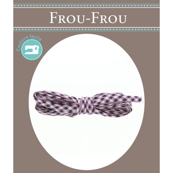 Frou-Frou Cordon Spaghetti 7mmx2m Tissu Vichy Violet foncé 4809-0-506 image