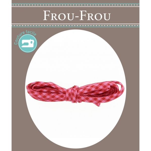Frou-Frou Cordon Spaghetti 7mmx2m Tissu Vichy Rouge 4809-0-508 image