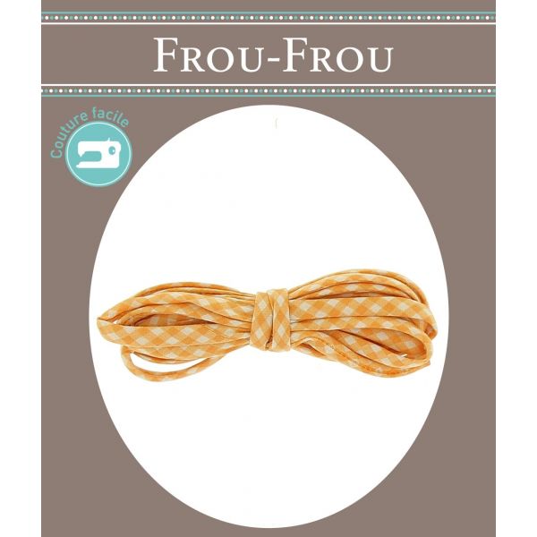 Frou-Frou Cordon Spaghetti 7mmx2m Tissu Vichy Orange 4809-0-509 image