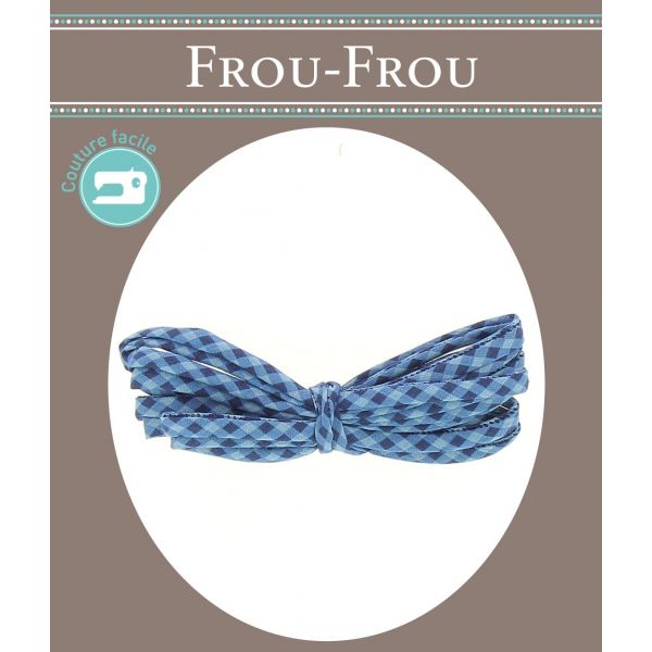 Frou-Frou Cordon Spaghetti 7mmx2m Tissu Vichy Bleu foncé 4809-0-510 image