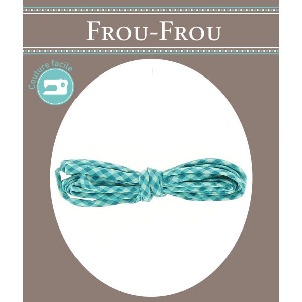 Frou-Frou Cordon Spaghetti 7mmx2m Tissu Vichy Turquoise foncé 4809-0-511 image