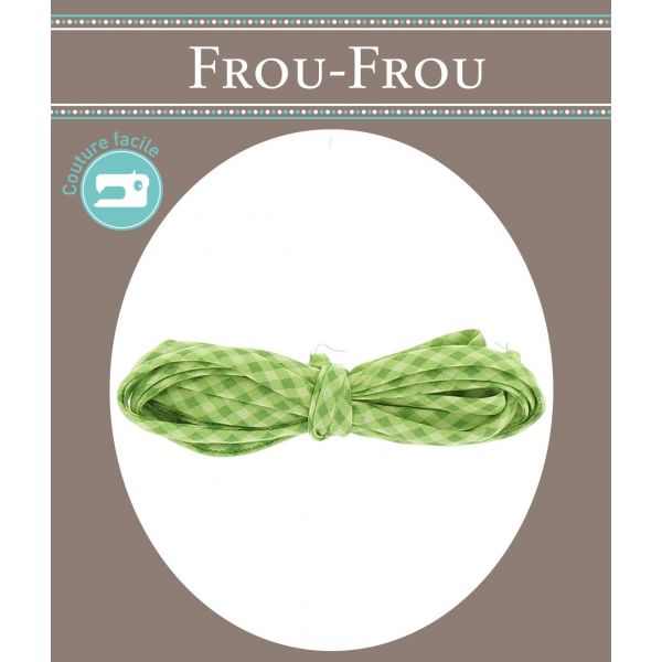 Frou-Frou Cordon Spaghetti 7mmx2m Tissu Vichy Vert pomme 4809-0-512 image