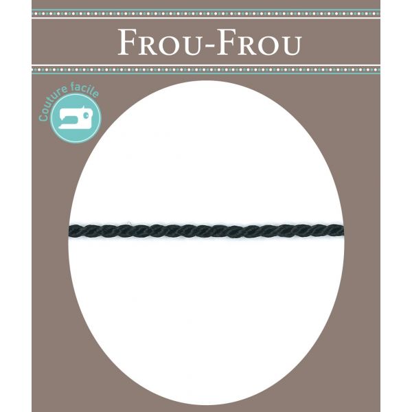 Frou-Frou Cordelière Rayonne 2mm Unis Noir 4971-0-1 image