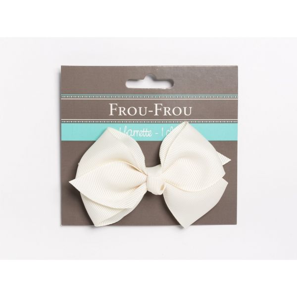 Noeud Barrette Frou-Frou Uni Blanc cassé 4026-0-1 image