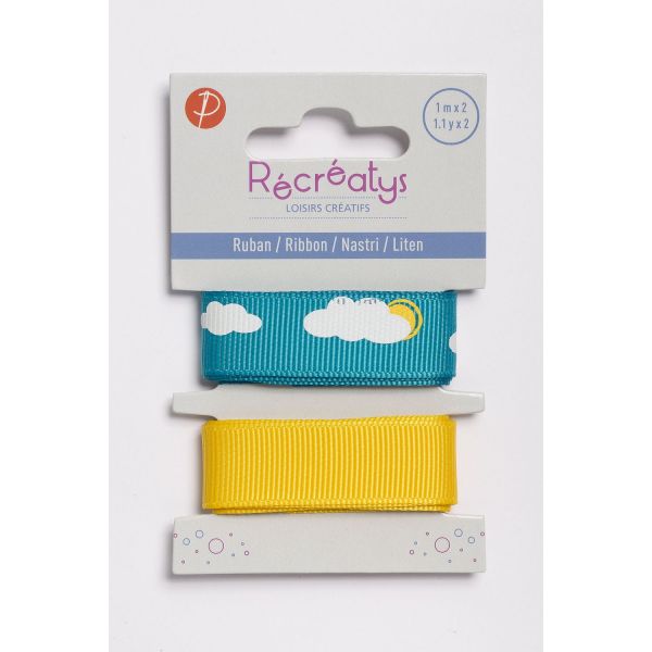 Récréatys - Assortiment 2 rubans 2x16mmx1m Ciel et Uni 4740-16-5 image