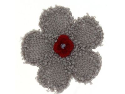 THERMOCOLLANT RECREATYS Collection Florale Fleur tricot grise Rouge Blanc