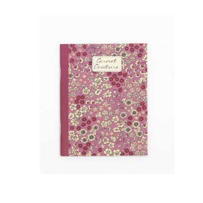 Carnet couture Fleuri Rose prune