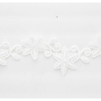 Dentelle Mariée GUIPURE Fleurs Polyester Brillant Blanc- PRIX AU METRE