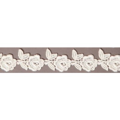 Dentelle Mariée GUIPURE motif roses Polyester Brillant Ivoire- PRIX AU METRE