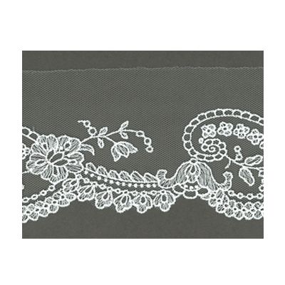 Dentelle Tulle Polyester Frou-Frou 75mm Tulle Blanc - PRIX AU METRE