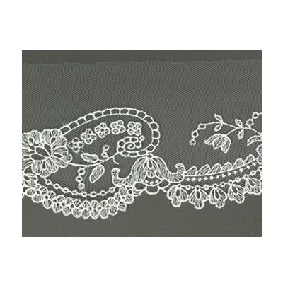 Dentelle Tulle Polyester Frou-Frou 75mm Tulle Blanc cassé - PRIX AU METRE