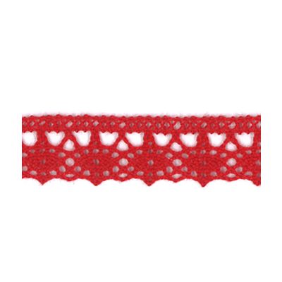 Dentelle Galon Fantaisie Coton Frou-Frou 12mm Rouge vif - PRIX AU METRE