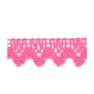 Dentelle Galon Coton Frou-Frou 12mm Rose - PRIX AU METRE