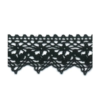 Dentelle Galon Coton Frou-Frou 25mm Noir - PRIX AU METRE