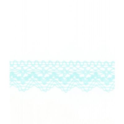 Dentelle Coton Uni 25mm Bleu lagon - PRIX AU METRE