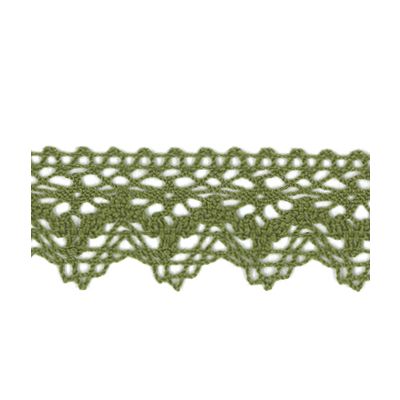 Dentelle Galon Coton Frou-Frou 25mm Vert Kaki - PRIX AU METRE