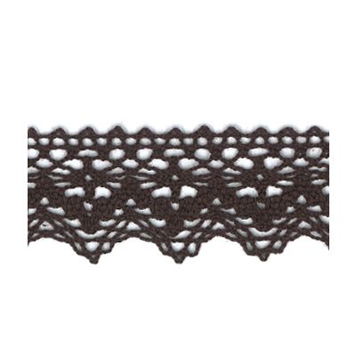 Dentelle Galon Coton Frou-Frou 25mm Marron Chocolat - PRIX AU METRE