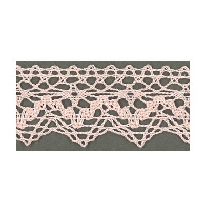 Dentelle Galon Coton Frou-Frou 25mm Rose clair - PRIX AU METRE