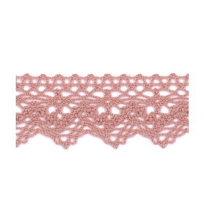 Dentelle Galon Coton Frou-Frou 25mm Rose poudré - PRIX AU METRE