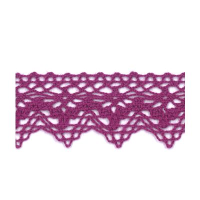 Dentelle Galon Coton Frou-Frou 25mm Rose prune - PRIX AU METRE