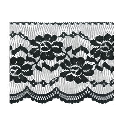 Dentelle Tulle Polyester Frou-Frou 120mm Tulle Noir - PRIX AU METRE