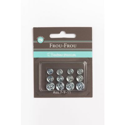 12 Boutons pression argent lot de 7-9-11mm