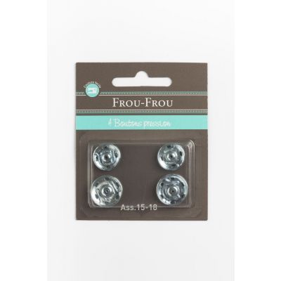 4 Boutons pression argent lot de 15-18mm