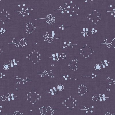 TISSU FROU-FROU ODONATA florale Myrtille Laize de 150cm - PRIX AU METRE