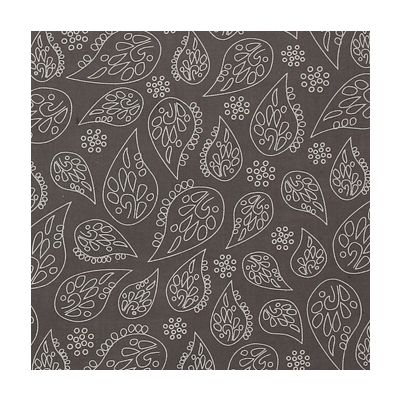 TISSU FROU-FROU A BICYCLETTE TAUPE Motif Feuille Laize de 150cm - PRIX AU METRE
