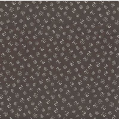 TISSU FROU-FROU A BICYCLETTE TAUPE Motif Flocon Laize de 150cm - PRIX AU METRE