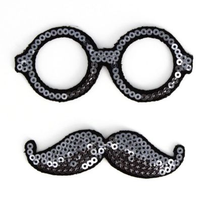 THERMOCOLLANT RECREATYS Collection Moustache Lunette noires sequins